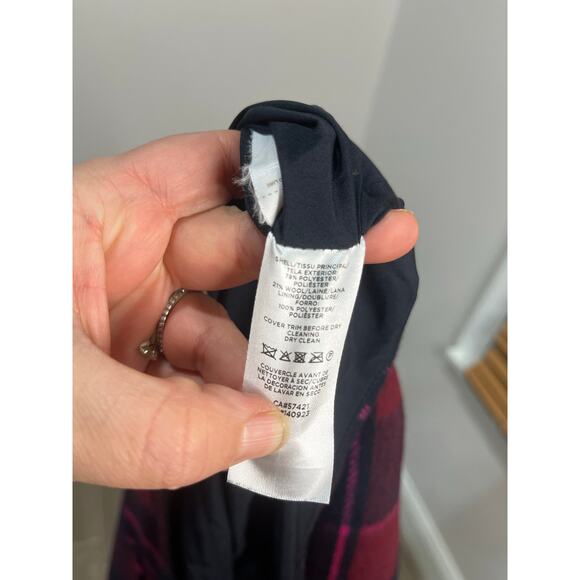 LOFT Plaid Wool Blend Mini Skirt Pink Navy Check Holiday Skirt Size 10 - Picture 7 of 7